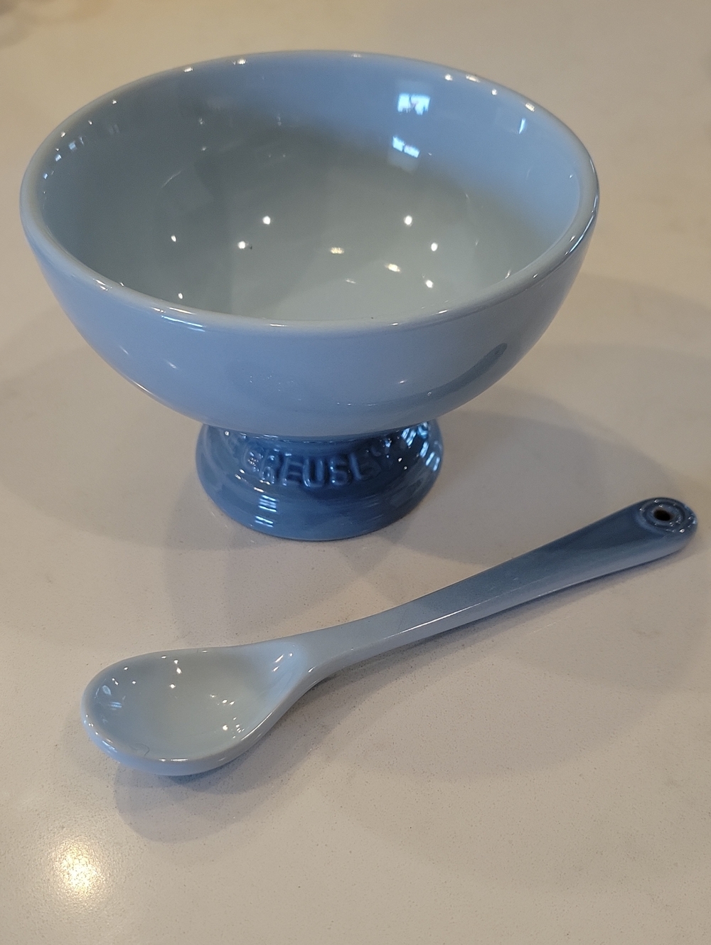 New! Retired Coastal Blue Ice Cream Bowl And Cafe Spoon Bundle